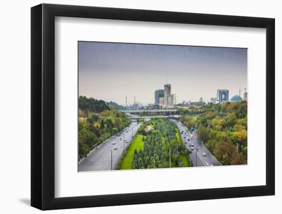 Iran, Tehran, City Skyline From The Pole E Tabiat Nature Bridge-Walter Bibikow-Framed Photographic Print