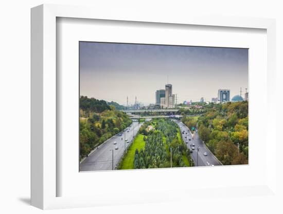 Iran, Tehran, City Skyline From The Pole E Tabiat Nature Bridge-Walter Bibikow-Framed Photographic Print