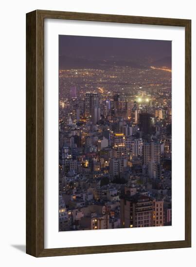 Iran, Tehran, Elevated City Skyline With Iran Park Towards The Milad Tower-Walter Bibikow-Framed Photographic Print