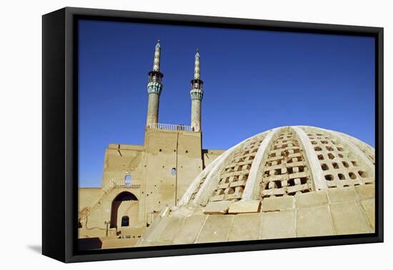 Iran, Yazd, Zoroastrian Complex of Amir Chakma with Bazaar Roofs-Stephanie Rabemiafara-Framed Stretched Canvas