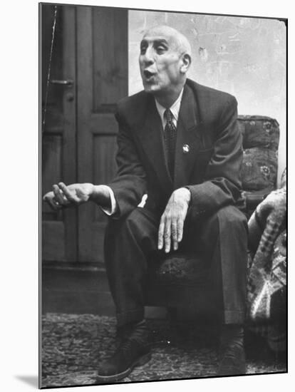 Iranian Premier Mohammed Mossadegh Gesturing During Interview-Dmitri Kessel-Mounted Premium Photographic Print