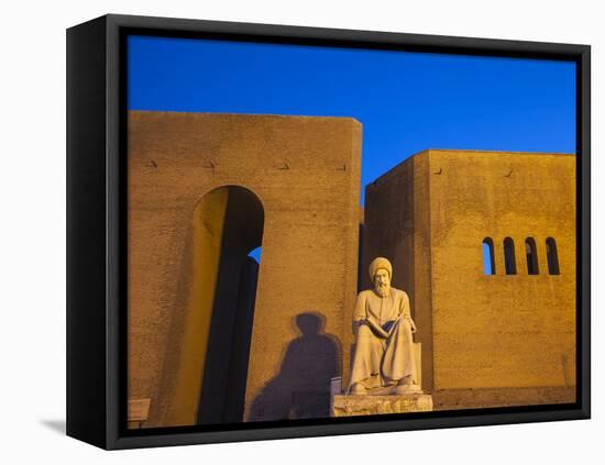 Iraq, Kurdistan, Erbil, Statue of Mubarak Ben Ahmed Sharaf-Aldin at Main Entrance To the Citadel-Jane Sweeney-Framed Stretched Canvas