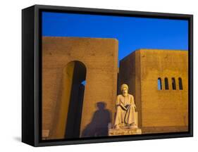 Iraq, Kurdistan, Erbil, Statue of Mubarak Ben Ahmed Sharaf-Aldin at Main Entrance To the Citadel-Jane Sweeney-Framed Stretched Canvas