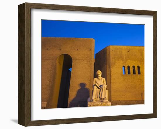 Iraq, Kurdistan, Erbil, Statue of Mubarak Ben Ahmed Sharaf-Aldin at Main Entrance To the Citadel-Jane Sweeney-Framed Photographic Print