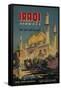 Iraqi Airways Travel Poster, Middle Eastern Mosque-null-Framed Stretched Canvas