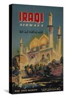 Iraqi Airways Travel Poster, Middle Eastern Mosque-null-Stretched Canvas