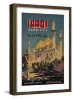 Iraqi Airways Travel Poster, Middle Eastern Mosque-null-Framed Giclee Print