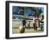 Iraqi Boys Play Soccer Below the Poster Reading "To Grant Iraqi Children Better Iraq"-null-Framed Photographic Print