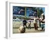 Iraqi Boys Play Soccer Below the Poster Reading "To Grant Iraqi Children Better Iraq"-null-Framed Photographic Print