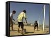 Iraqi Boys Play Soccer in a Baghdad Neighborhood-null-Framed Stretched Canvas