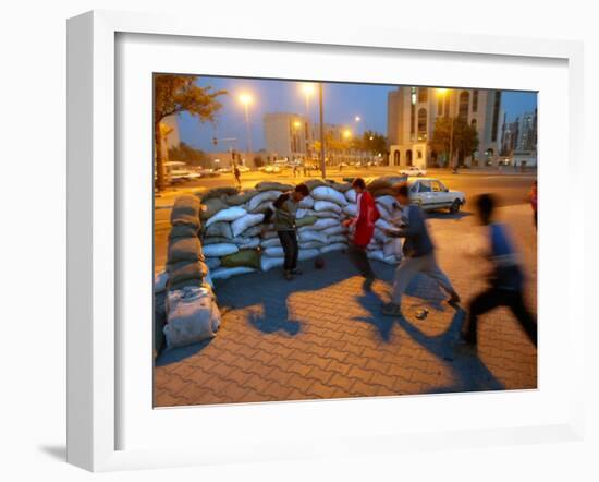 Iraqi Boys Play Soccer-null-Framed Premium Photographic Print