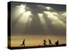 Iraqi Kurdish Boys Play Football as the Sun Sets-null-Stretched Canvas