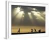 Iraqi Kurdish Boys Play Football as the Sun Sets-null-Framed Photographic Print