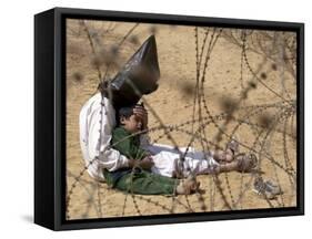 Iraqi Prisoner of War Confort His 4-Year-Old Son at a Regroupment Center for POWs Near Najaf-null-Framed Stretched Canvas