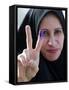 Iraqi Woman Holds Up Her Purple Finger, Indicating She Has Just Voted in Southern Iraq-null-Framed Stretched Canvas