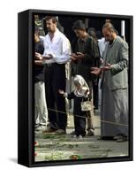 Iraqis, Inluding a Little Girl, Pause to Pray-null-Framed Stretched Canvas