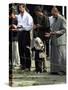 Iraqis, Inluding a Little Girl, Pause to Pray-null-Stretched Canvas