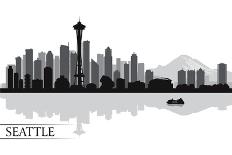 Seattle City Skyline Silhouette Background-irayoflight-Framed Art Print