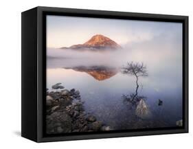 Ireland, Co.Donegal, Mount Errigal reflected in Lough Dunlewey-Shaun Egan-Framed Stretched Canvas