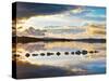 Ireland, Co.Donegal, Mulroy bay, Stepping stones at dusk-Shaun Egan-Stretched Canvas