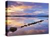 Ireland, Co.Donegal, Mulroy bay, Stepping stones at dusk-Shaun Egan-Stretched Canvas