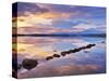 Ireland, Co.Donegal, Mulroy bay, Stepping stones at dusk-Shaun Egan-Stretched Canvas