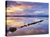 Ireland, Co.Donegal, Mulroy bay, Stepping stones at dusk-Shaun Egan-Stretched Canvas