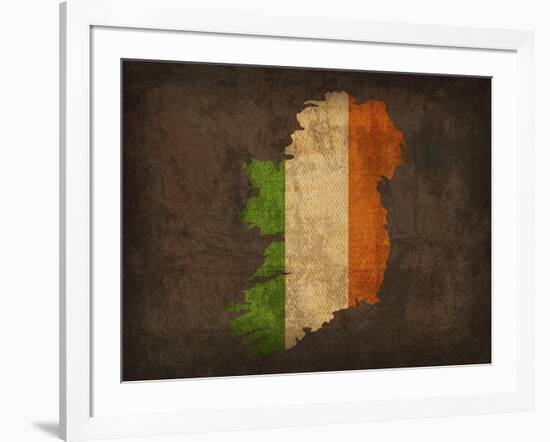 Ireland Country Flag Map-Red Atlas Designs-Framed Giclee Print