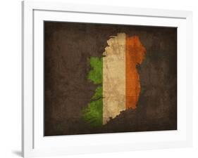 Ireland Country Flag Map-Red Atlas Designs-Framed Giclee Print