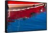 Ireland, County Fingal, Howth, Howth Harbor, boat reflections-Walter Bibikow-Framed Stretched Canvas