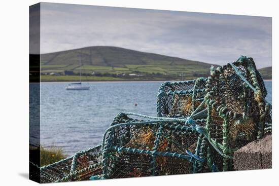 Ireland, County Kerry Slea Head Drive, lobster pots-Walter Bibikow-Stretched Canvas