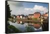 Ireland, County Kilkenny, Kilkenny City, pubs along River Nore-Walter Bibikow-Framed Stretched Canvas