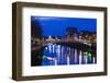 Ireland, Dublin, Ha'Penny Bridge over the River Liffey, dawn-Walter Bibikow-Framed Photographic Print