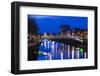 Ireland, Dublin, Ha'Penny Bridge over the River Liffey, dawn-Walter Bibikow-Framed Photographic Print