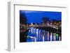 Ireland, Dublin, Ha'Penny Bridge over the River Liffey, dawn-Walter Bibikow-Framed Photographic Print