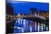 Ireland, Dublin, Ha'Penny Bridge over the River Liffey, dawn-Walter Bibikow-Mounted Photographic Print