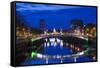 Ireland, Dublin, Ha'Penny Bridge over the River Liffey, dawn-Walter Bibikow-Framed Stretched Canvas