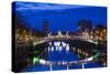 Ireland, Dublin, Ha'Penny Bridge over the River Liffey, dawn-Walter Bibikow-Stretched Canvas