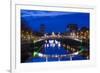 Ireland, Dublin, Ha'Penny Bridge over the River Liffey, dawn-Walter Bibikow-Framed Premium Photographic Print