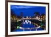 Ireland, Dublin, Ha'Penny Bridge over the River Liffey, dawn-Walter Bibikow-Framed Premium Photographic Print