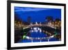 Ireland, Dublin, Ha'Penny Bridge over the River Liffey, dawn-Walter Bibikow-Framed Premium Photographic Print