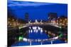 Ireland, Dublin, Ha'Penny Bridge over the River Liffey, dawn-Walter Bibikow-Mounted Premium Photographic Print