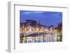 Ireland, Dublin, Hapenny Bridge over the River Liffey, dusk-Walter Bibikw-Framed Photographic Print