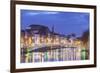 Ireland, Dublin, Hapenny Bridge over the River Liffey, dusk-Walter Bibikw-Framed Photographic Print