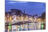 Ireland, Dublin, Hapenny Bridge over the River Liffey, dusk-Walter Bibikw-Mounted Photographic Print