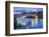 Ireland, Dublin, Hapenny Bridge over the River Liffey, dusk-Walter Bibikw-Framed Photographic Print