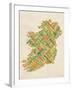 Ireland Eire City Text map-Michael Tompsett-Framed Art Print