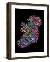 Ireland Eire City Text map-Michael Tompsett-Framed Art Print