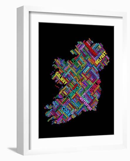 Ireland Eire City Text map-Michael Tompsett-Framed Art Print