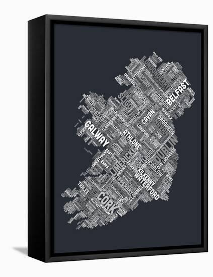 Ireland Eire City Text map-Michael Tompsett-Framed Stretched Canvas